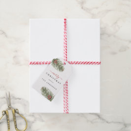 Elegante Rustieke Pijnboom Kerst  Cadeaulabel