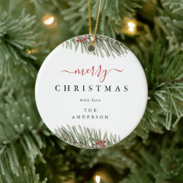 Elegante Rustieke Pijnboom Kerst Modern Keramisch Ornament