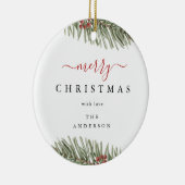 Elegante Rustieke Pijnboom Kerst Modern Keramisch Ornament (Rechts)