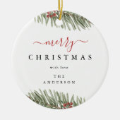 Elegante Rustieke Pijnboom Kerst Modern Keramisch Ornament (Voorkant)