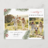 Elegante Rustieke Pijnboom Kerstmis 2 Aangepaste F Feestdagenkaart (Voorkant)