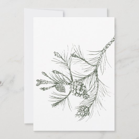 Elegante rustieke Pine Branch bruiloft uitnodiging (Achterkant)