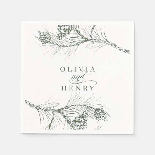 Elegante rustieke Pine Branch Woodland bruiloft Servet (Voorkant)
