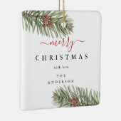 Elegante rustieke Pine Christmas Modern Keramisch Ornament (Rechts)