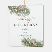 Elegante rustieke Pine Christmas Modern Keramisch Ornament (Links)