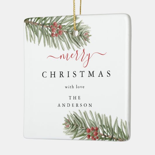 Elegante rustieke Pine Christmas Modern Keramisch Ornament (Links)