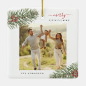 Elegante rustieke Pine Christmas Modern Keramisch Ornament (Achterkant)