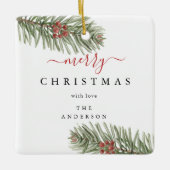 Elegante rustieke Pine Christmas Modern Keramisch Ornament (Voorkant)