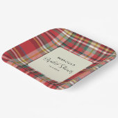 Elegante Rustieke Plaid Script Bruiloftsfeest Papieren Bordje (Gebogen)