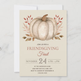 Elegante Rustieke Pompoen Friendsgiving Feestdiner Kaart