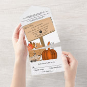 Elegante rustieke pompoen herfst bladeren herfst b all in one uitnodiging (Afscheurbaar)