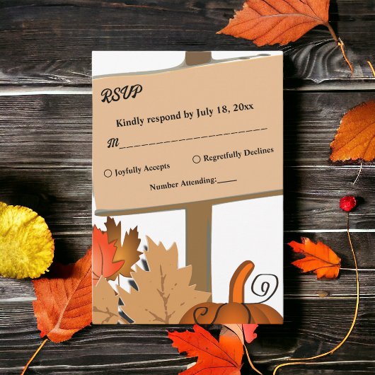 Elegante rustieke pompoen herfst bladeren herfst b RSVP kaartje