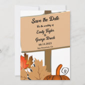 Elegante rustieke pompoen herfst bladeren herfst b save the date (Voorkant)