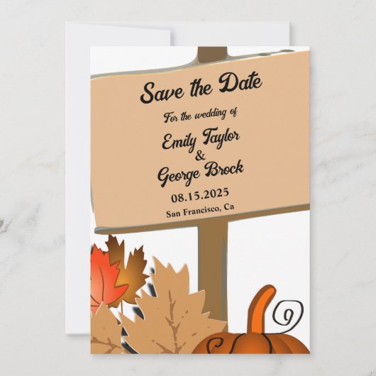 Elegante rustieke pompoen herfst bladeren herfst b save the date (Voorkant)