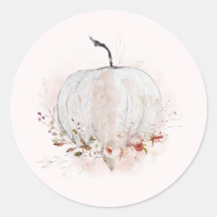 Elegante rustieke pompoen herfst bruiloft ronde sticker