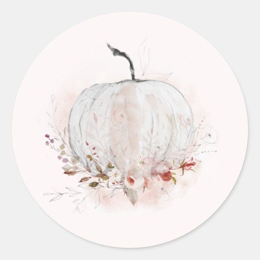 Elegante rustieke pompoen herfst bruiloft ronde sticker (Voorkant)