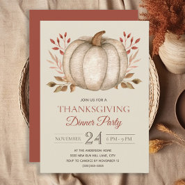 Elegante Rustieke Pompoen Thanksgiving Dinerfeest Kaart