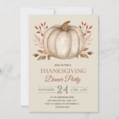 Elegante Rustieke Pompoen Thanksgiving Dinerfeest  Kaart (Voorkant)