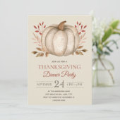 Elegante Rustieke Pompoen Thanksgiving Dinerfeest  Kaart (Staand voorkant)