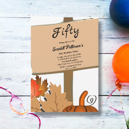 Elegante rustieke pompoen verlaat Herfst 50ste ver Kaart