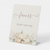 Elegante rustieke pompoenen gunst reclamebord met voetstuk (Voorkant)