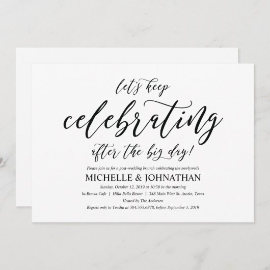 Elegante rustieke post-bruiloft brunch uitnodiging (Voorkant / Achterkant)