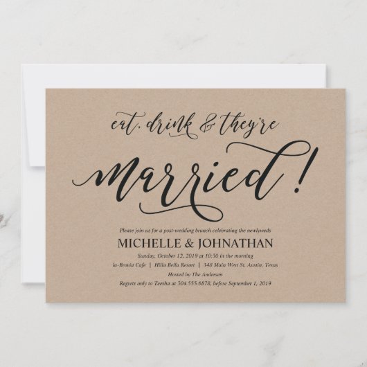 Elegante Rustieke Post Wedding Brunch Invitation K Kaart (Voorkant)