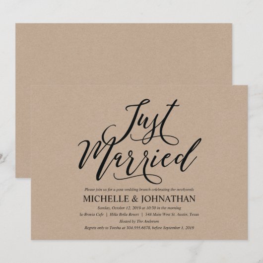 Elegante Rustieke Post Wedding Brunch Invitation K Kaart (Voorkant / Achterkant)