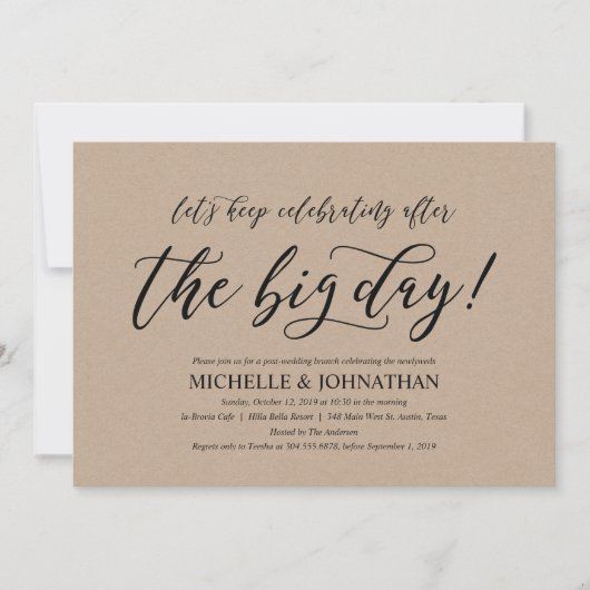 Elegante Rustieke Post Wedding Brunch Invitation K Kaart (Voorkant)