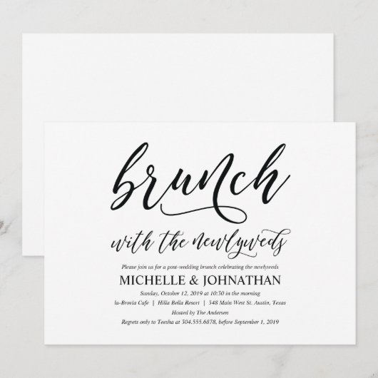 Elegante Rustieke Post Wedding Brunch Invitation K Kaart (Voorkant / Achterkant)