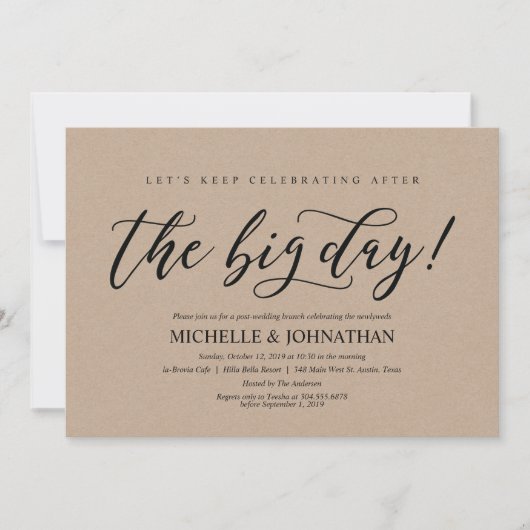 Elegante Rustieke Post Wedding Brunch Invitation K Kaart (Voorkant)