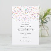 Elegante Rustieke Regenboog Confetti Bruiloft Save The Date (Staand voorkant)