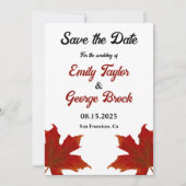 Elegante rustieke rode bladeren romantische herfst save the date (Voorkant)