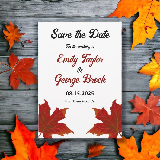 Elegante rustieke rode bladeren romantische herfst save the date