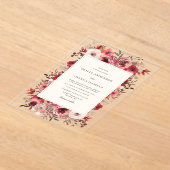 Elegante rustieke rode bloemen herfst bruiloft acryl uitnodigingen (Laagn)