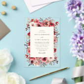 Elegante rustieke rode bloemen herfst bruiloft acryl uitnodigingen (Insitu (Huwelijk))