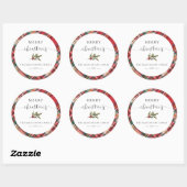 Elegante Rustieke Rode Geruite Kerstmis Ronde Sticker (Vel)