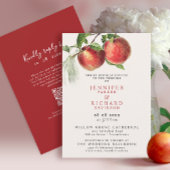 Elegante rustieke rode perzik vruchten botanische  kaart