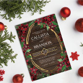 Elegante rustieke rode poinsettia bloemenhouten br kaart