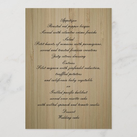 Elegante rustieke rode rozen bruiloft menu Kaart (Achterkant)