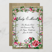 Elegante rustieke rode rozen bruiloft menu Kaart (Voorkant / Achterkant)