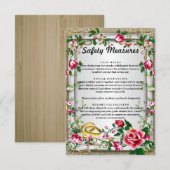 Elegante rustieke rode rozen bruiloft veiligheidsm informatiekaartje (Voorkant / Achterkant)