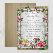 Elegante rustieke rode rozen uitnodiging (Voorkant / Achterkant)