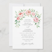 Elegante rustieke roze bloemenboog bruiloft kaart (Voorkant)