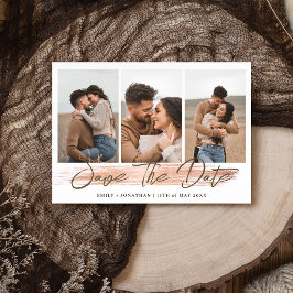 Elegante Rustieke Roze Goud 4 Aangepaste Foto Huwe Save The Date