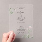 Elegante rustieke roze papaver bloemenbruiloft acryl uitnodigingen (Insitu (Draagbaar))