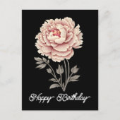 Elegante  rustieke roze pioen Happy Birthday Briefkaart (Voorkant)