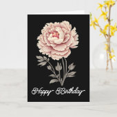 Elegante  rustieke roze pioen Happy Birthday Kaart (Gele Bloem)