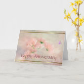 Elegante Rustieke Roze Roze Bloemen Huwelijksjubil Kaart (Gele Bloem)