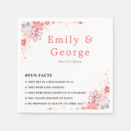 Elegante rustieke roze rozen zomer bloemenbruiloft servet (Voorkant)